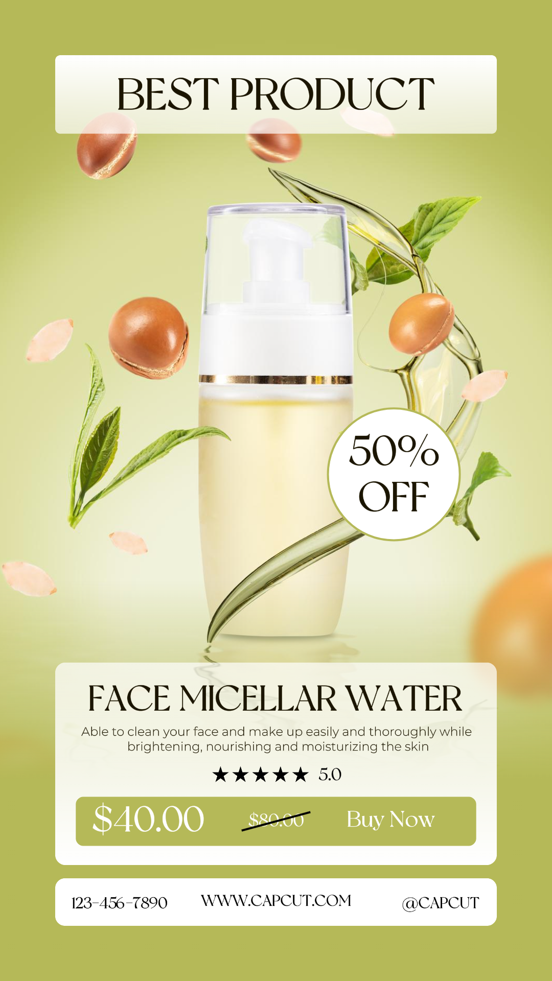 Cara Agua micelar Promoción del cuidado de la belleza Historia de Instagram