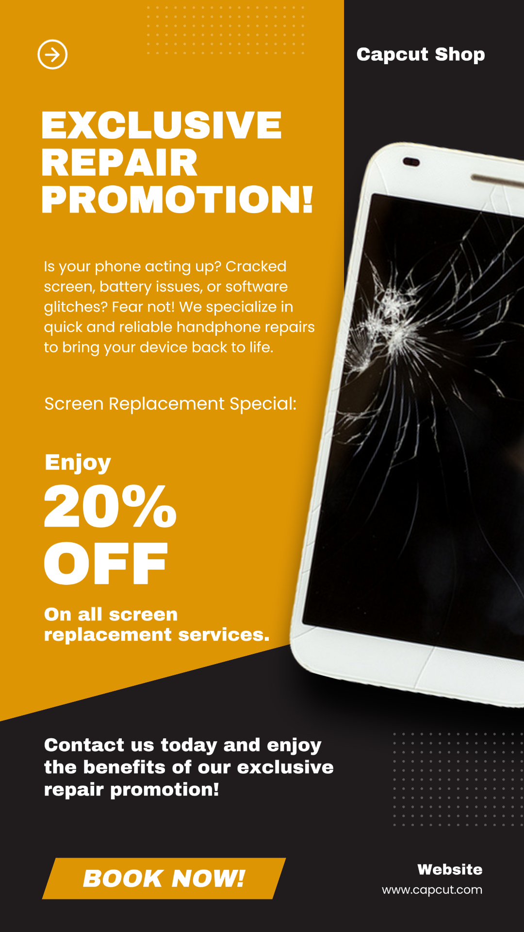 Life Service Handphone Repair Promotion   Instagram Story Yellow Modern