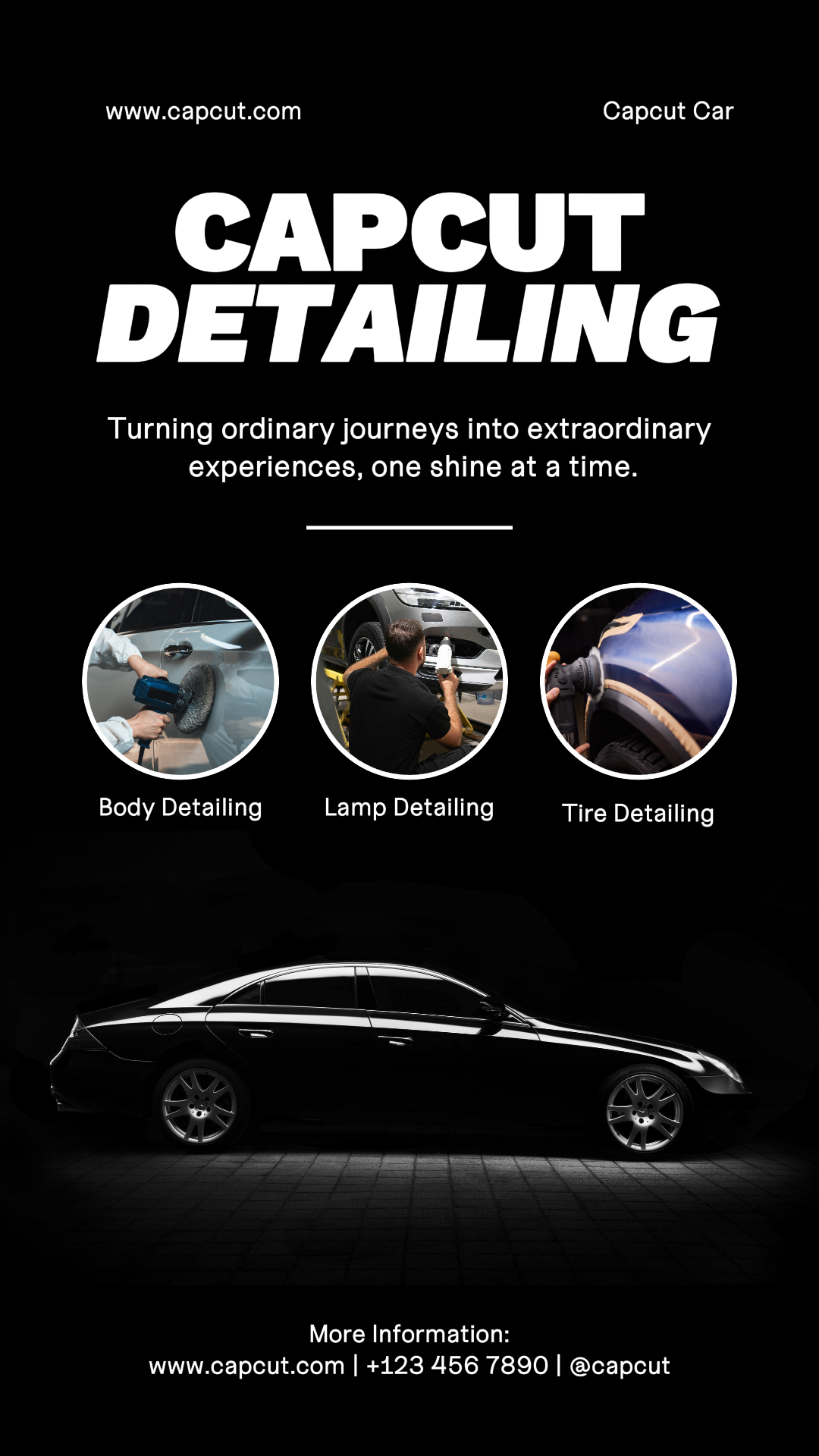 Cars - Marketing Poster Car Auto Detailing Instagram Story Black and White