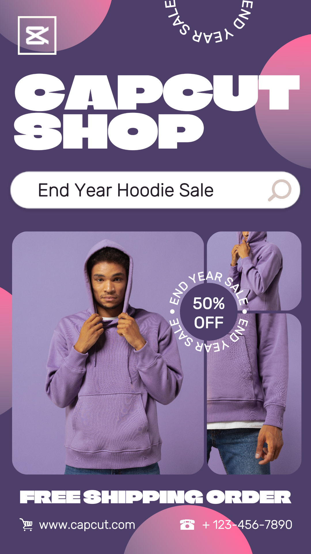 Sudadera con capucha de moda Venta de fin de año Promo Historia de Instagram