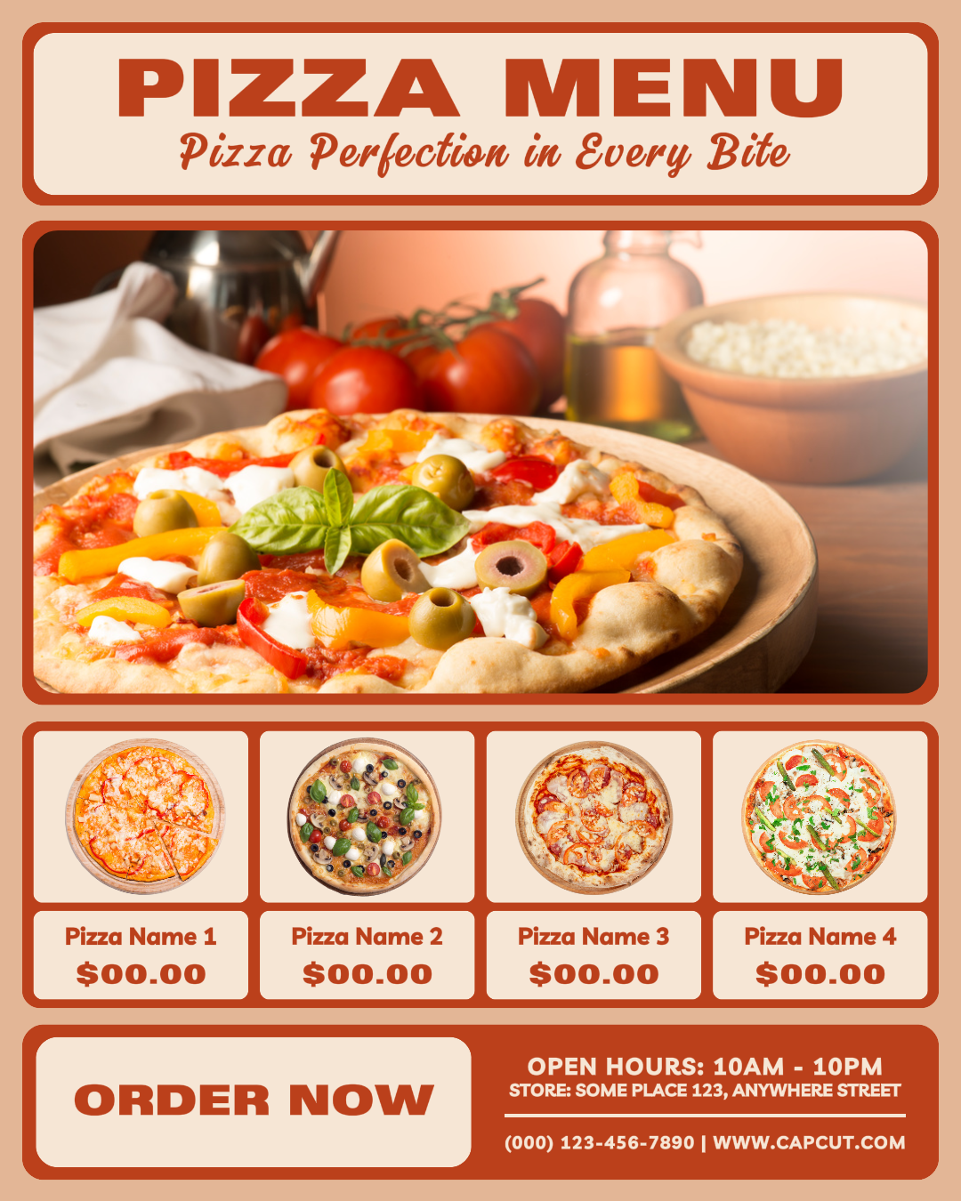 Deliciosa pizza menu instagram post