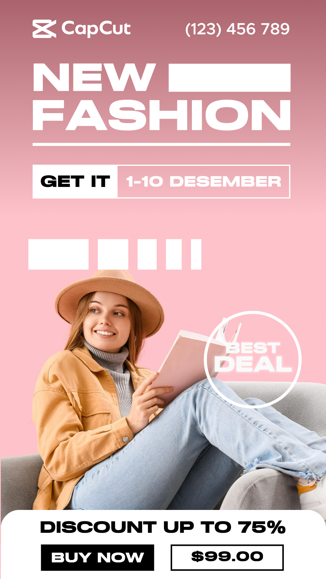Clothing Marketing Poster Fashion Instagram Story Pink and White Minimalist