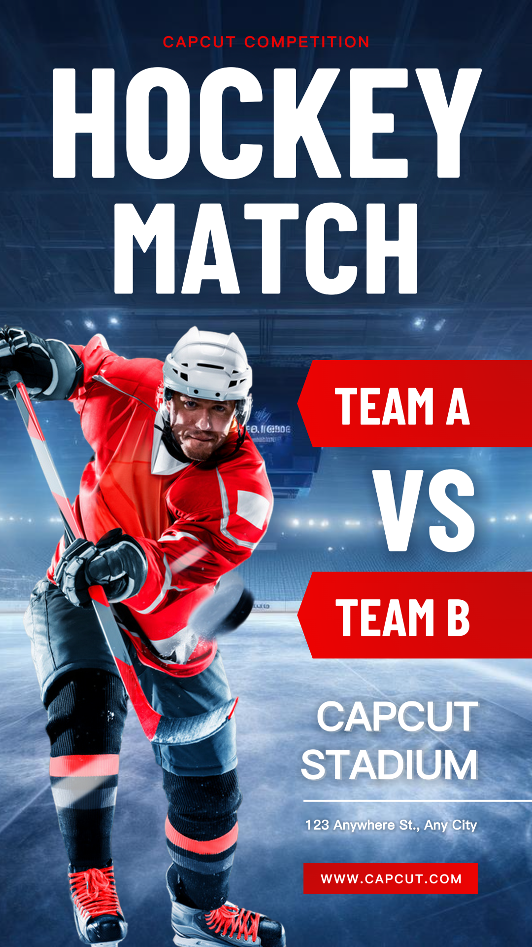 Hockey Match Instagram Story Red Modern