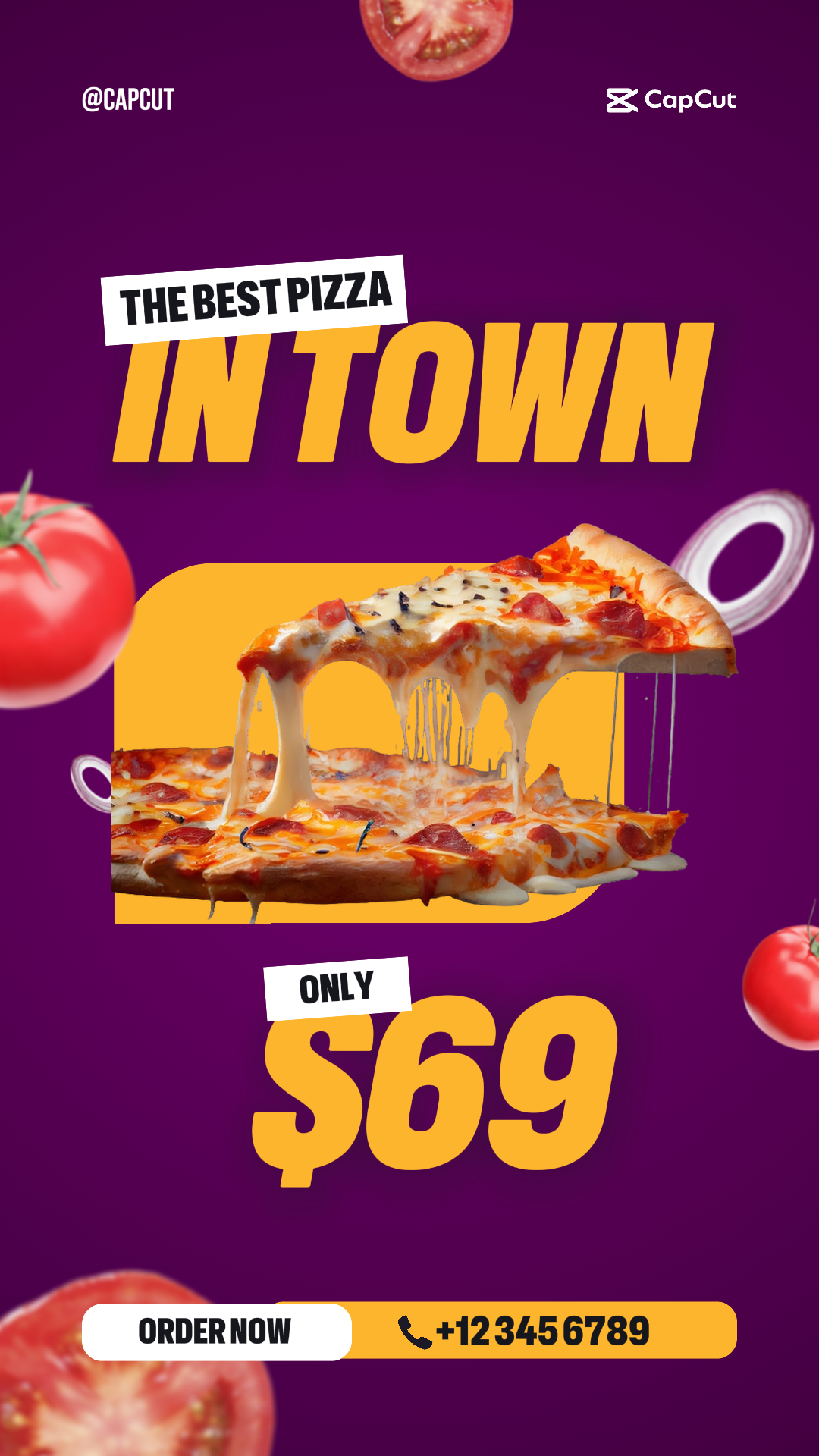 Affiche marketing sur les aliments et les boissons Instagram Story Purple Orange Pizza