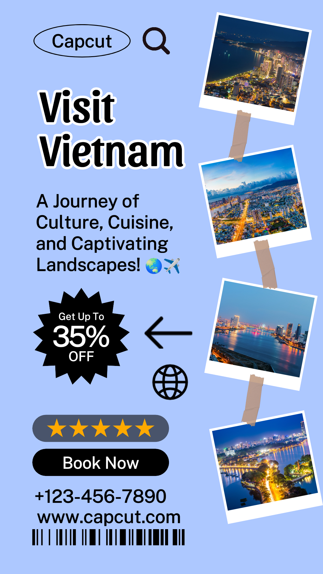 Travel Creative Poster Visit Vietnam Instagram Story Blue