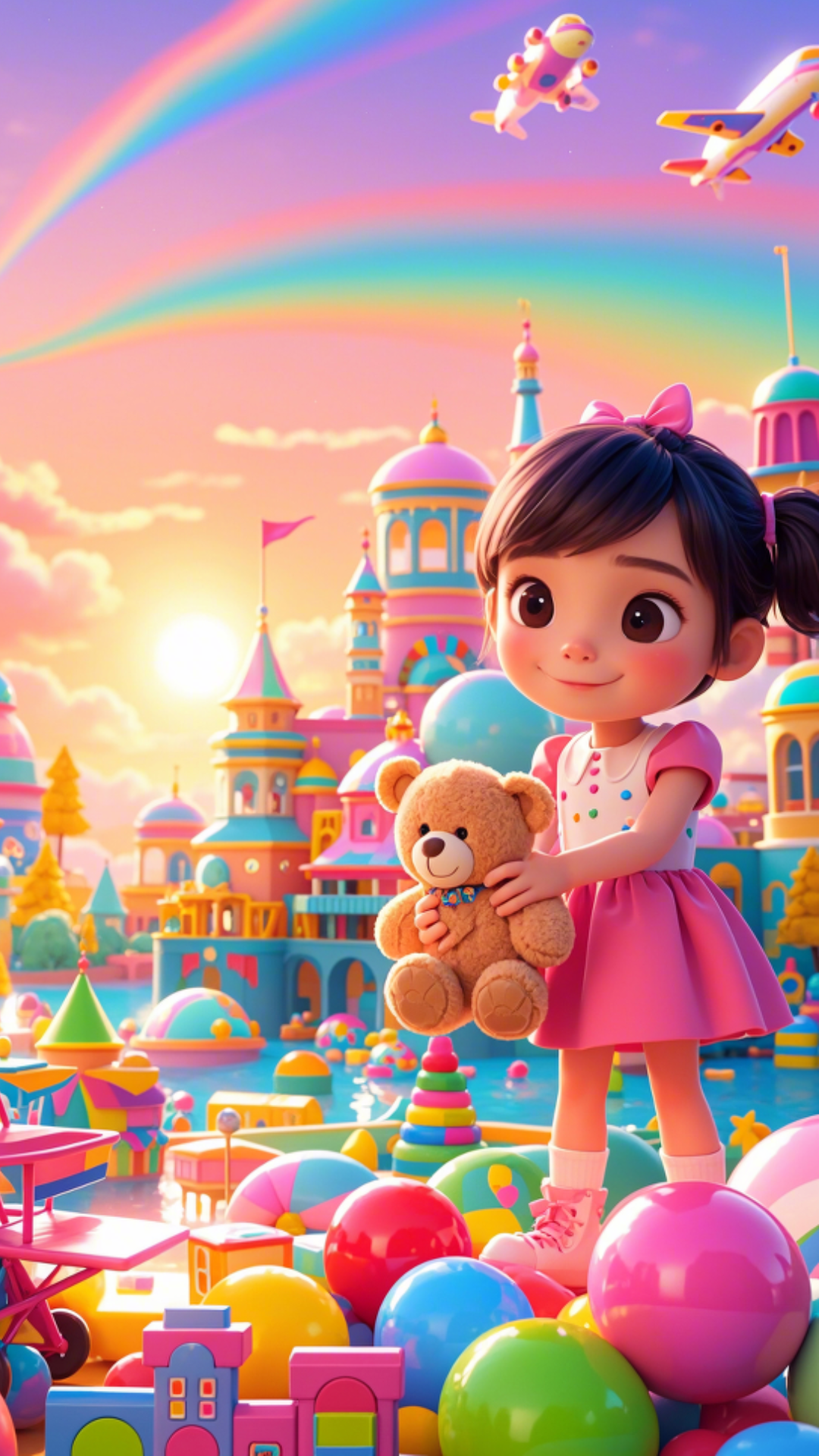 WALLPAPER POSTER KREATIF GADIS KECIL 3D