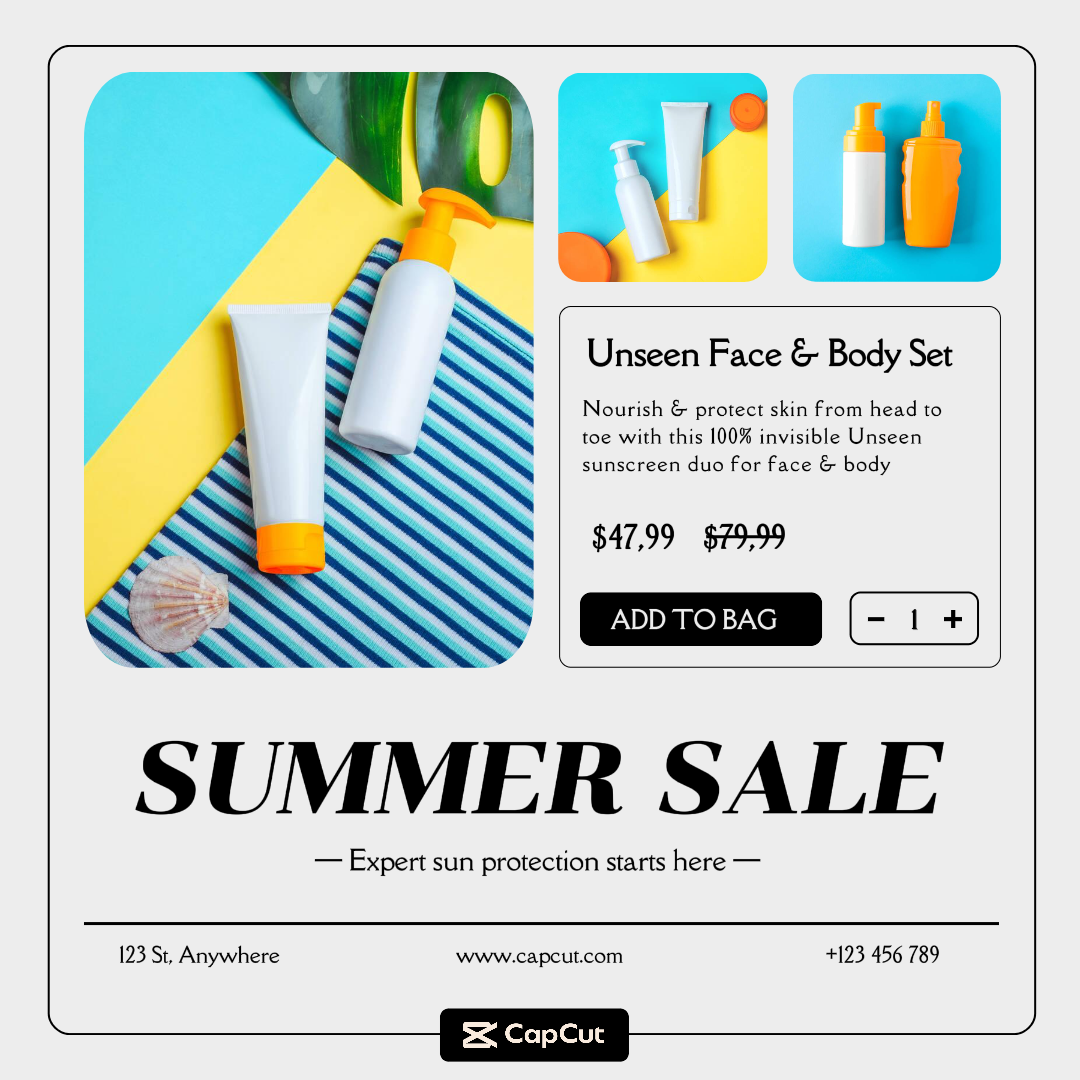 Venda de verão Beauty Care Marketing Poster Instagram Post Blue