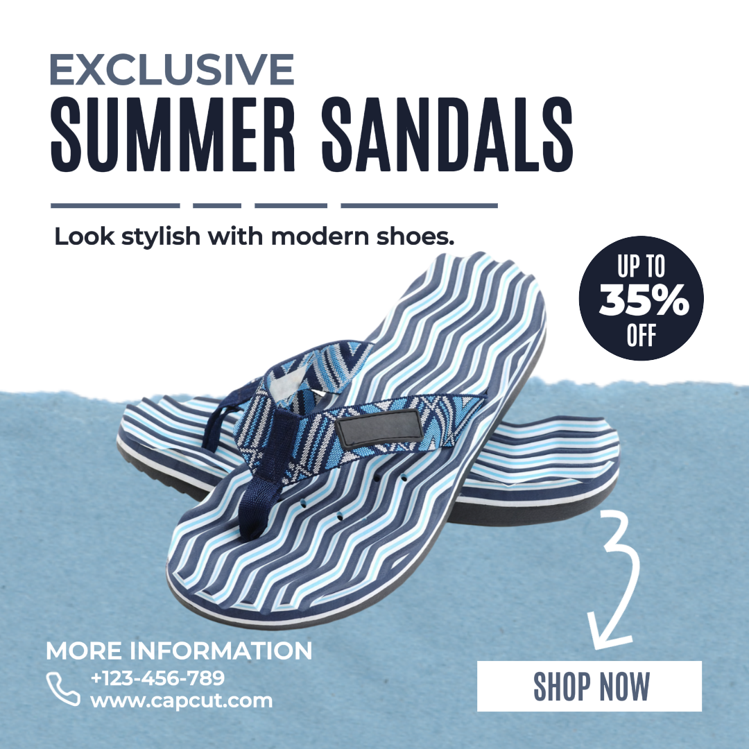 Roupas e Sapatos Branco Azul Exclusivo Sandálias De Verão Venda Instagram Post