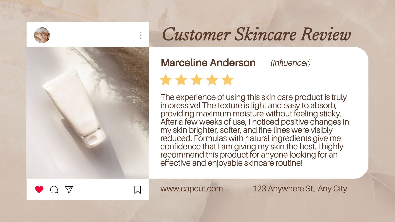 Revisão de cuidados com a pele de clientes de beleza Post no Twitter