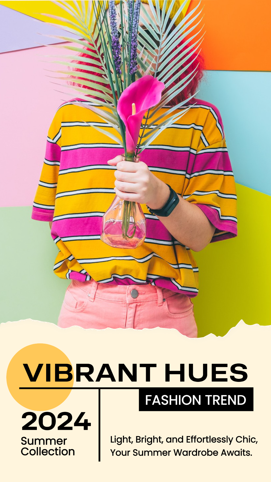 Roupas e Calçados - Pôster de Marketing História do Instagram Tons Vibrantes Capa da Revista Moda de Verão