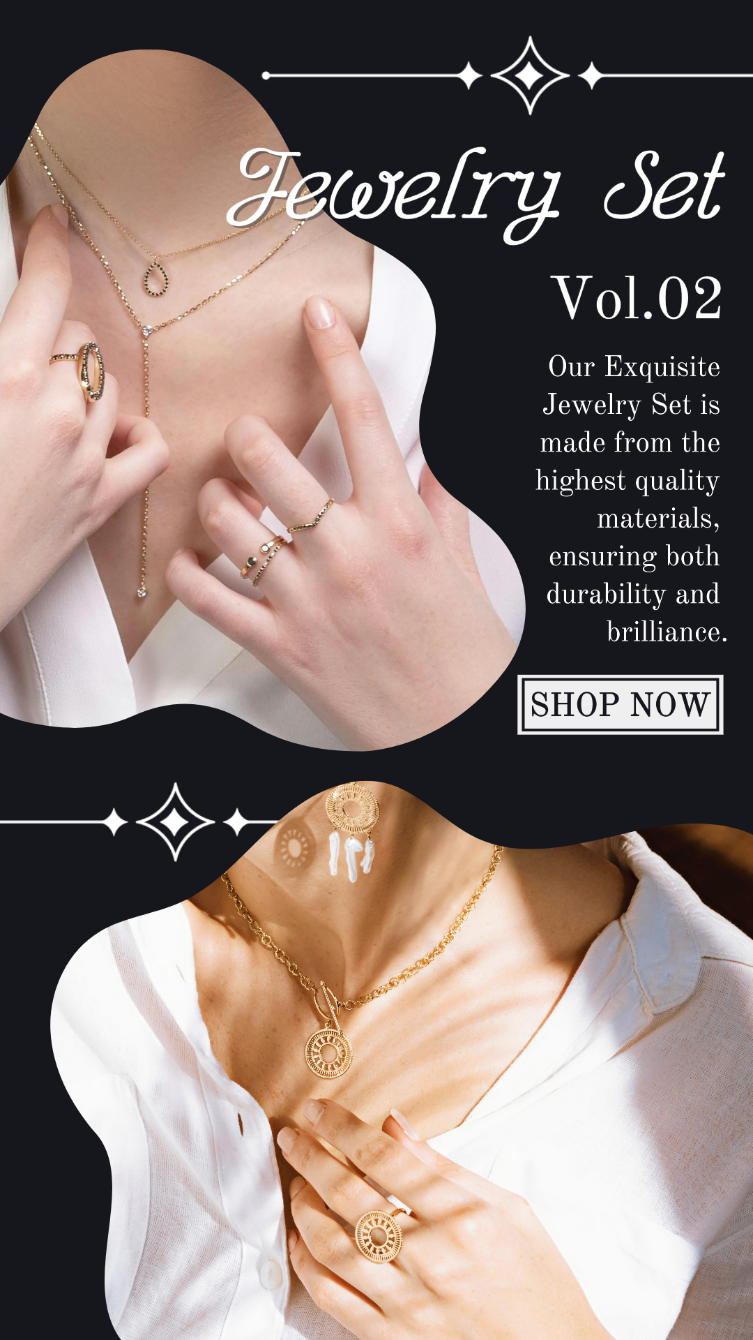 Joyas y accesorios conjunto de joyas exhibición de productos instagram tema abstracto azul