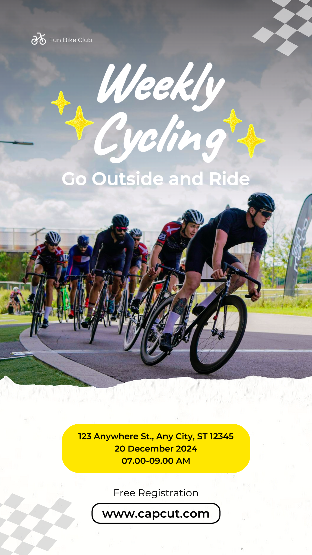 Poster Pemasaran Olahraga dan Pertandingan Bersepeda Mingguan