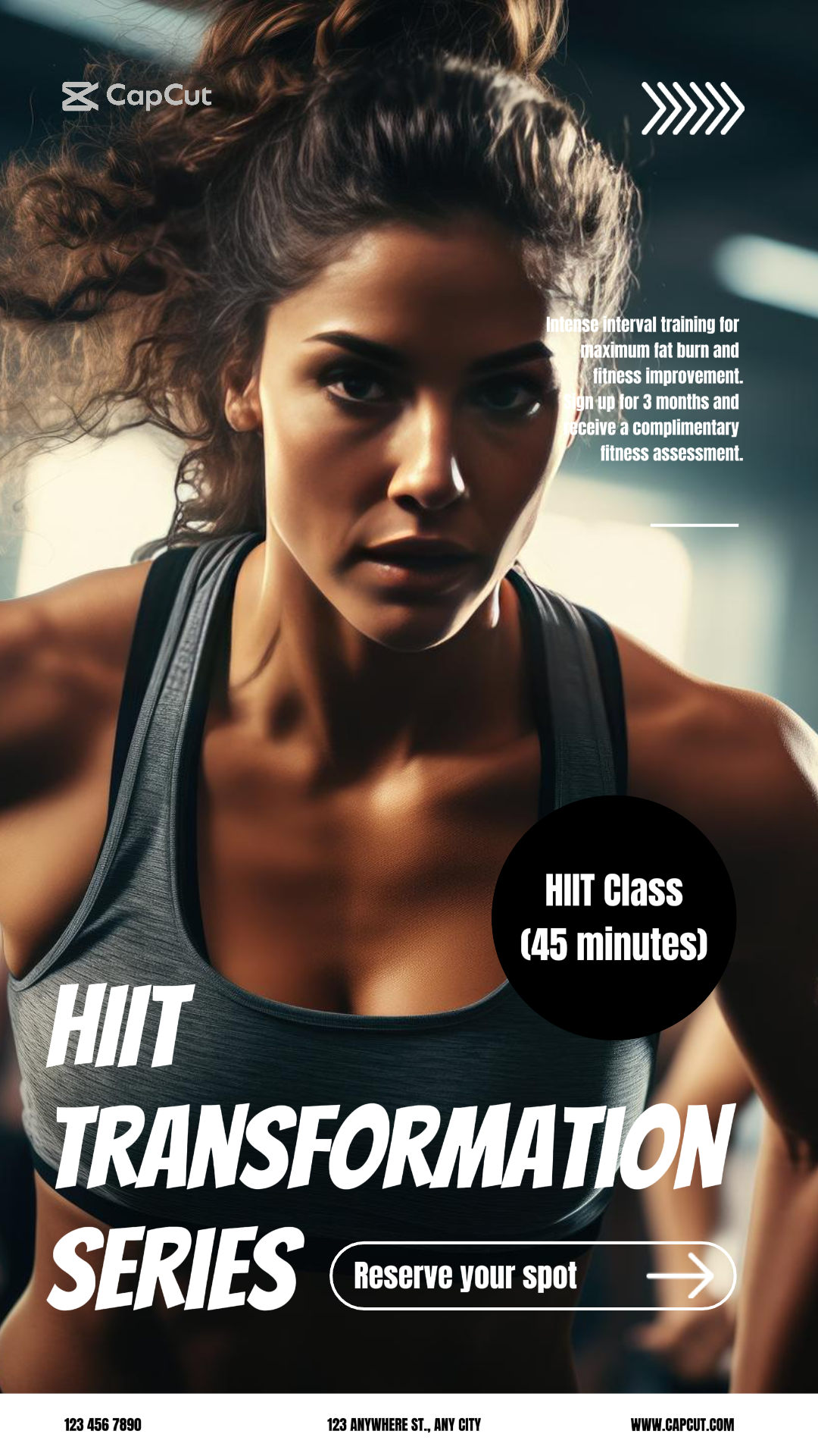 Workout and Fitness Marketing Poster HIIT Training Class Promotion Instagram Story Black White