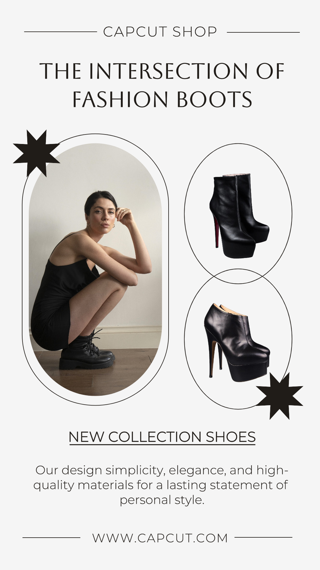 Marketing Zapatos Nueva Colección Instagram Story Botas Negro