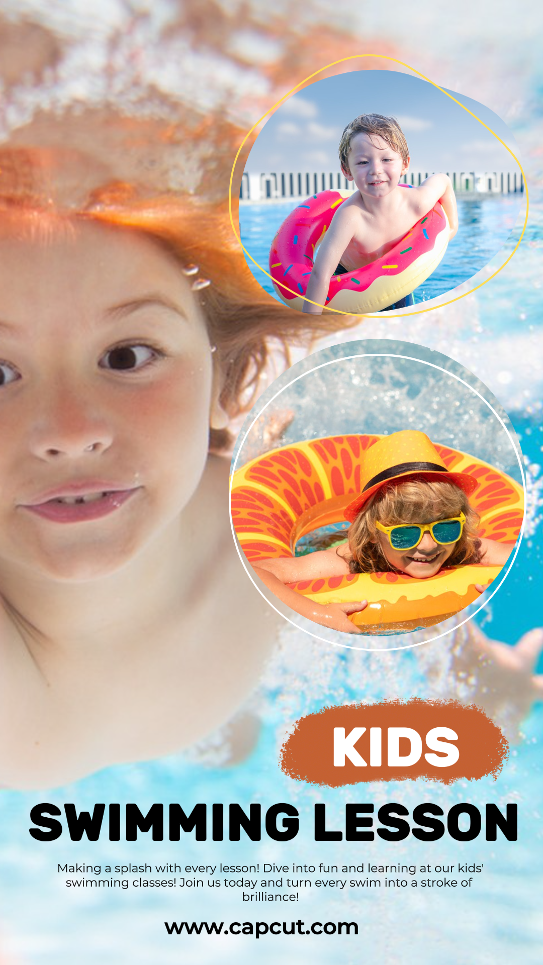 Affiche de marketing sportif et match Leçon de natation