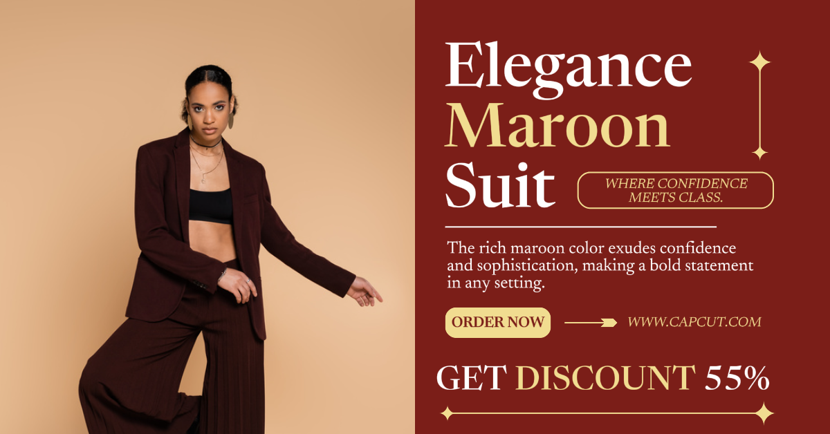 Iklan Facebook - Poster Pemasaran Promosi Produk Iklan Facebook Wanita Setelan Maroon