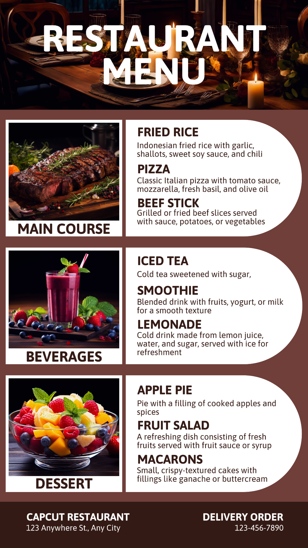 Plantilla de menú de restaurante, historia de instagram