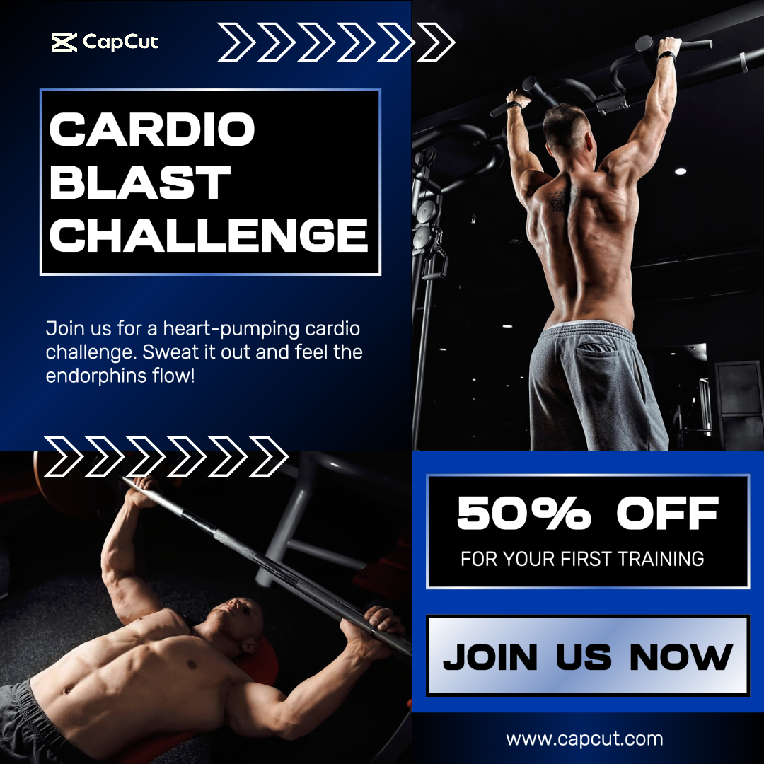 Promoção Fitness Gym Instagram Post Modern Blue