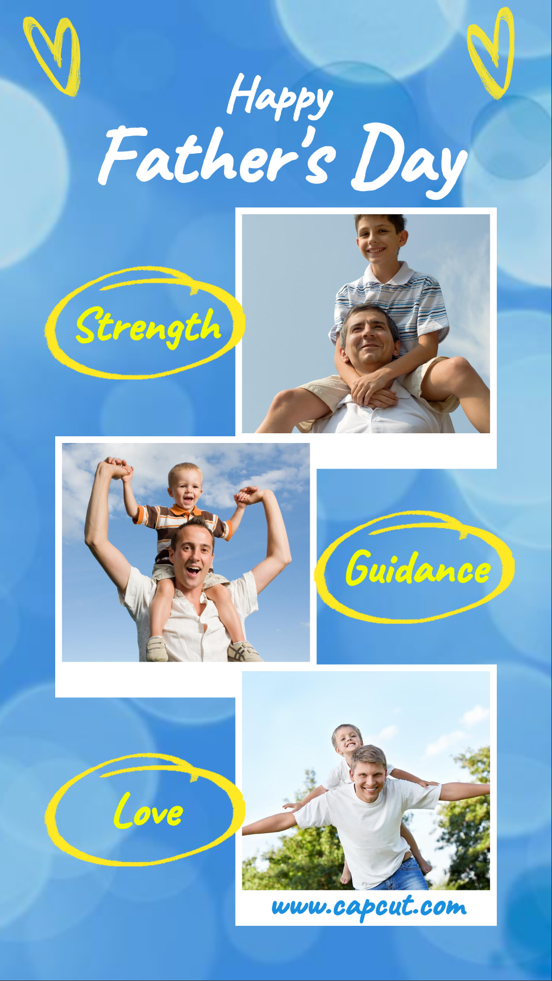 Poster Kreatif Hari Ayah Tik Tok Beberapa Bingkai Warna Biru Muda Kuning