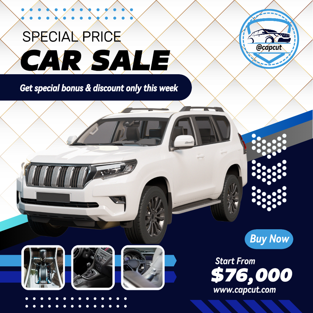 Venda de carros instagram post branco azul