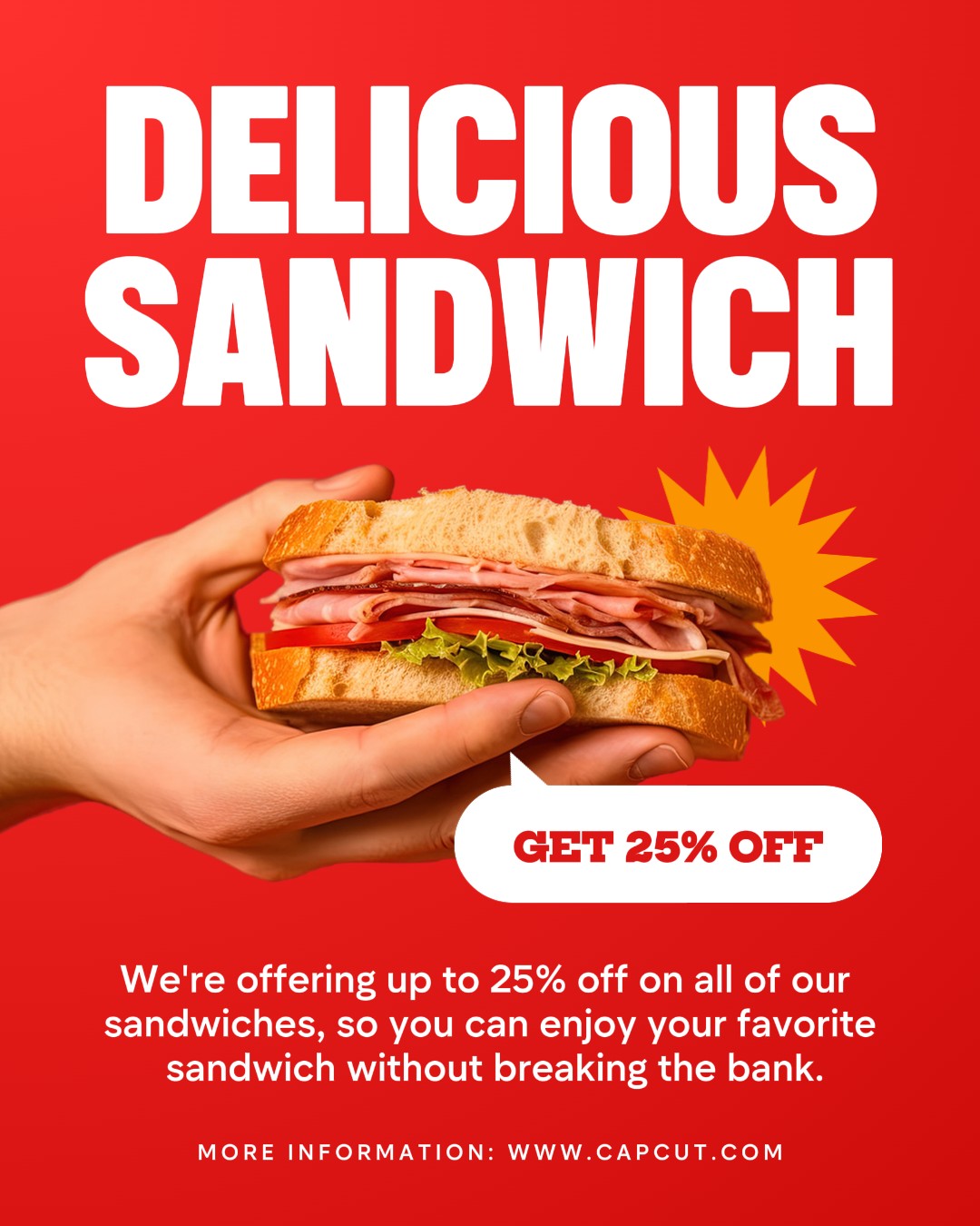 Promoción de ventas moderna Sándwich roja Publicación de Instagram