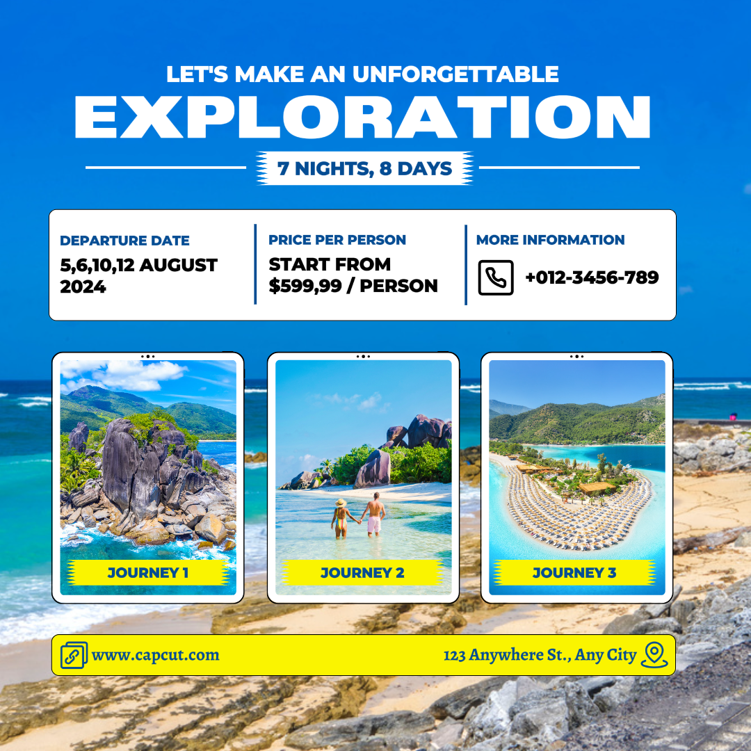 Travel Instagram Post Frame White & Yellow