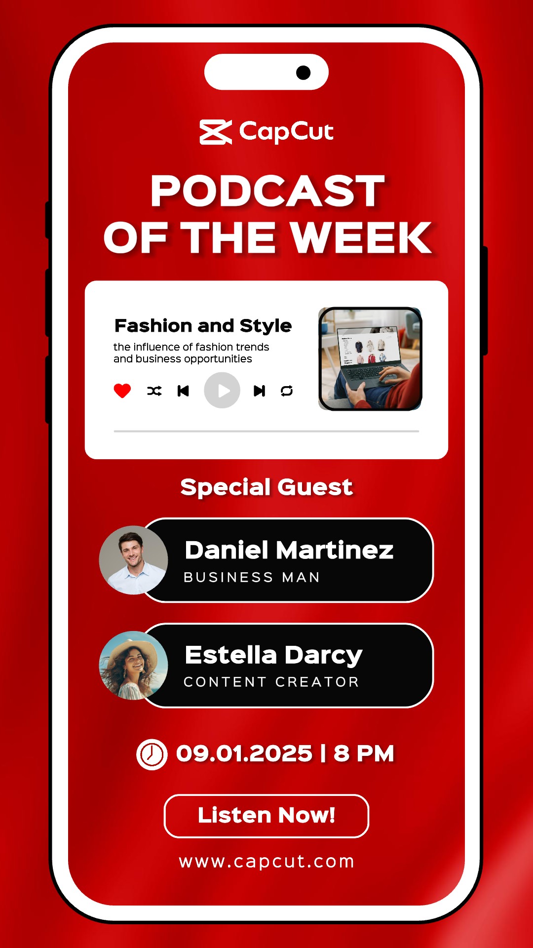 Red Modern Podcast Event Instagram Story