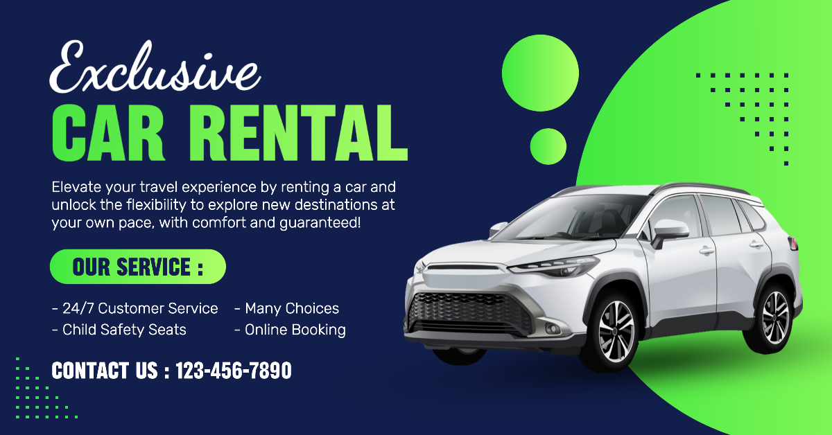 Facebook Ads Automotive Marketing Car Rental Facebook Blue & Green