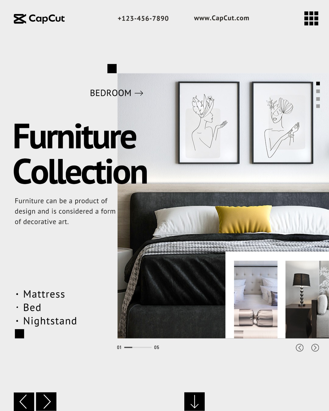 Household Mattress Bed Nightstand Show Minimal