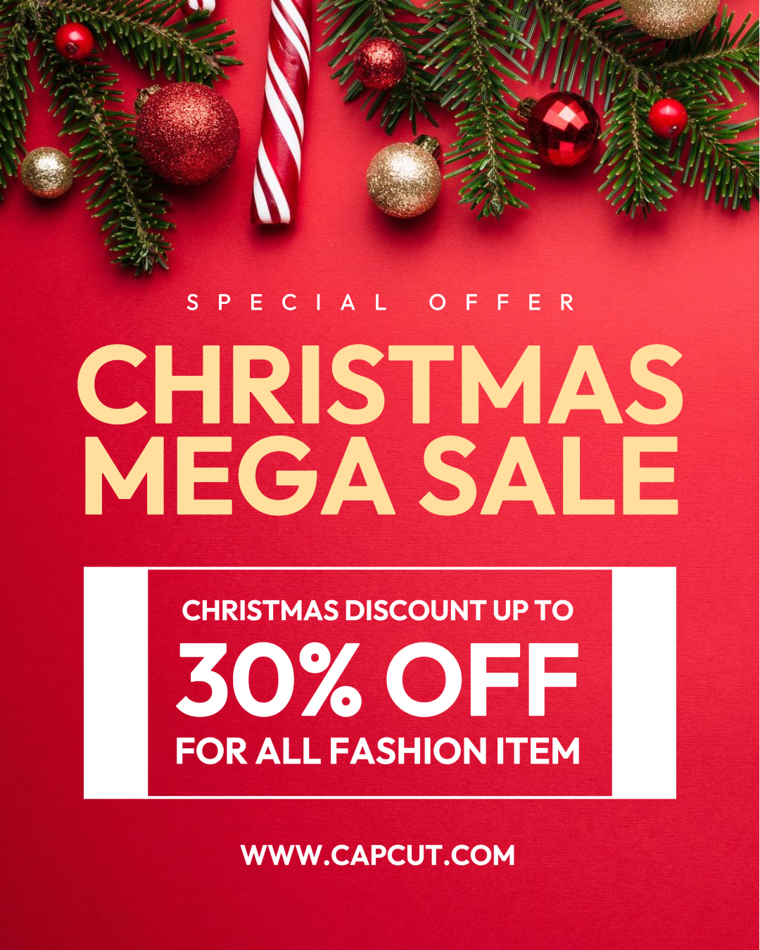 Banner de promoción navideña roja Publicación de Instagram