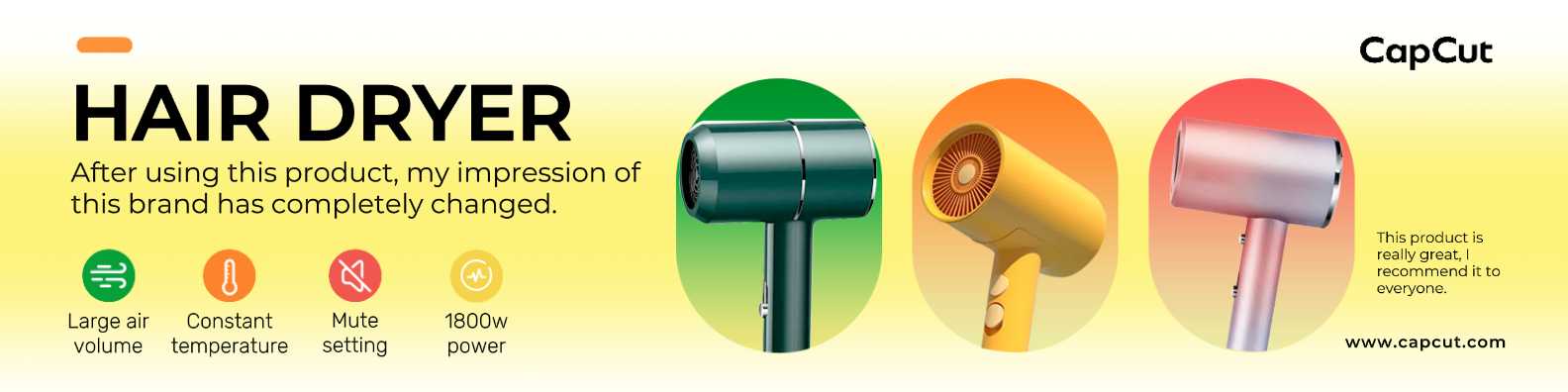 Exposition de sèche-cheveux électronique minimaliste