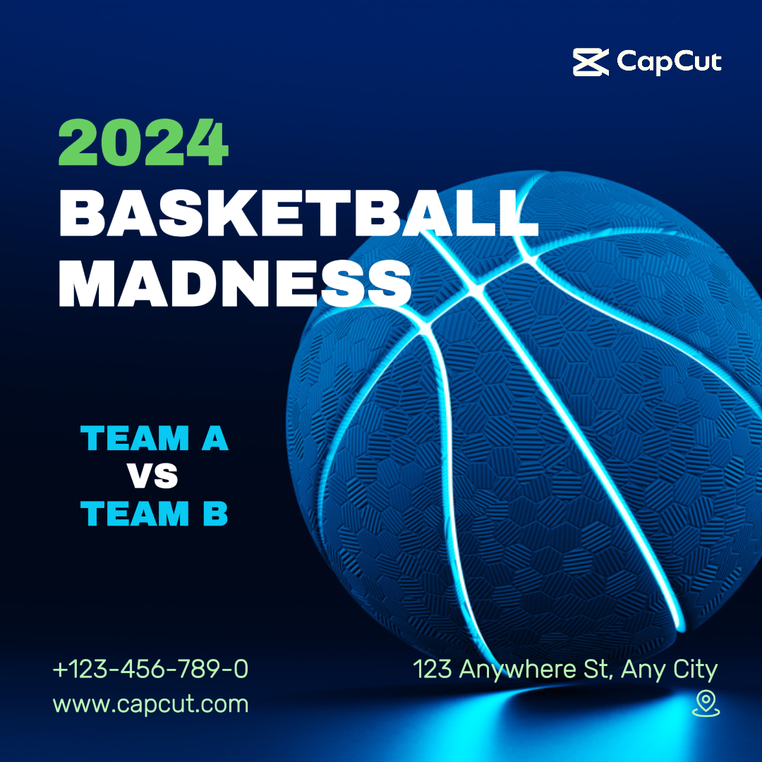 Match - Poster créatif Basketball Madness Instagram Post Bleu