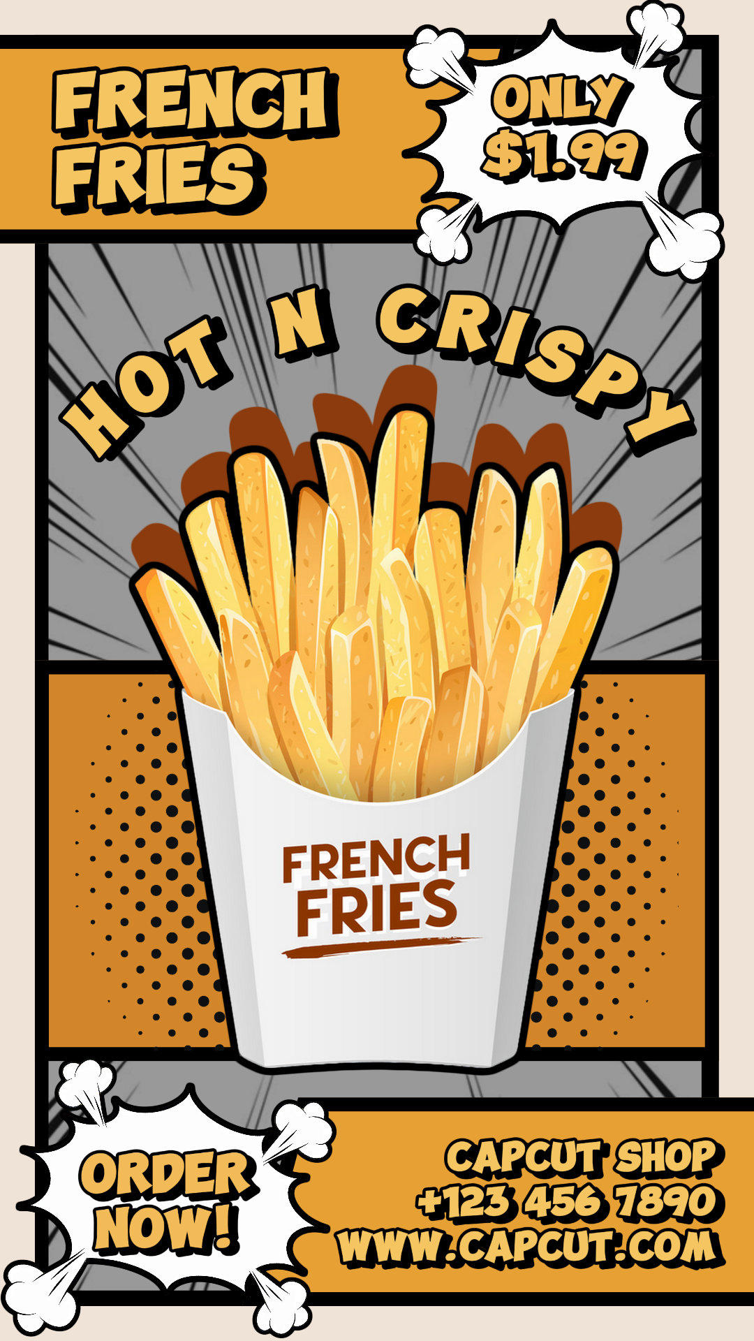 Food Marketing Display Instagram Story - French Fries Comic Style