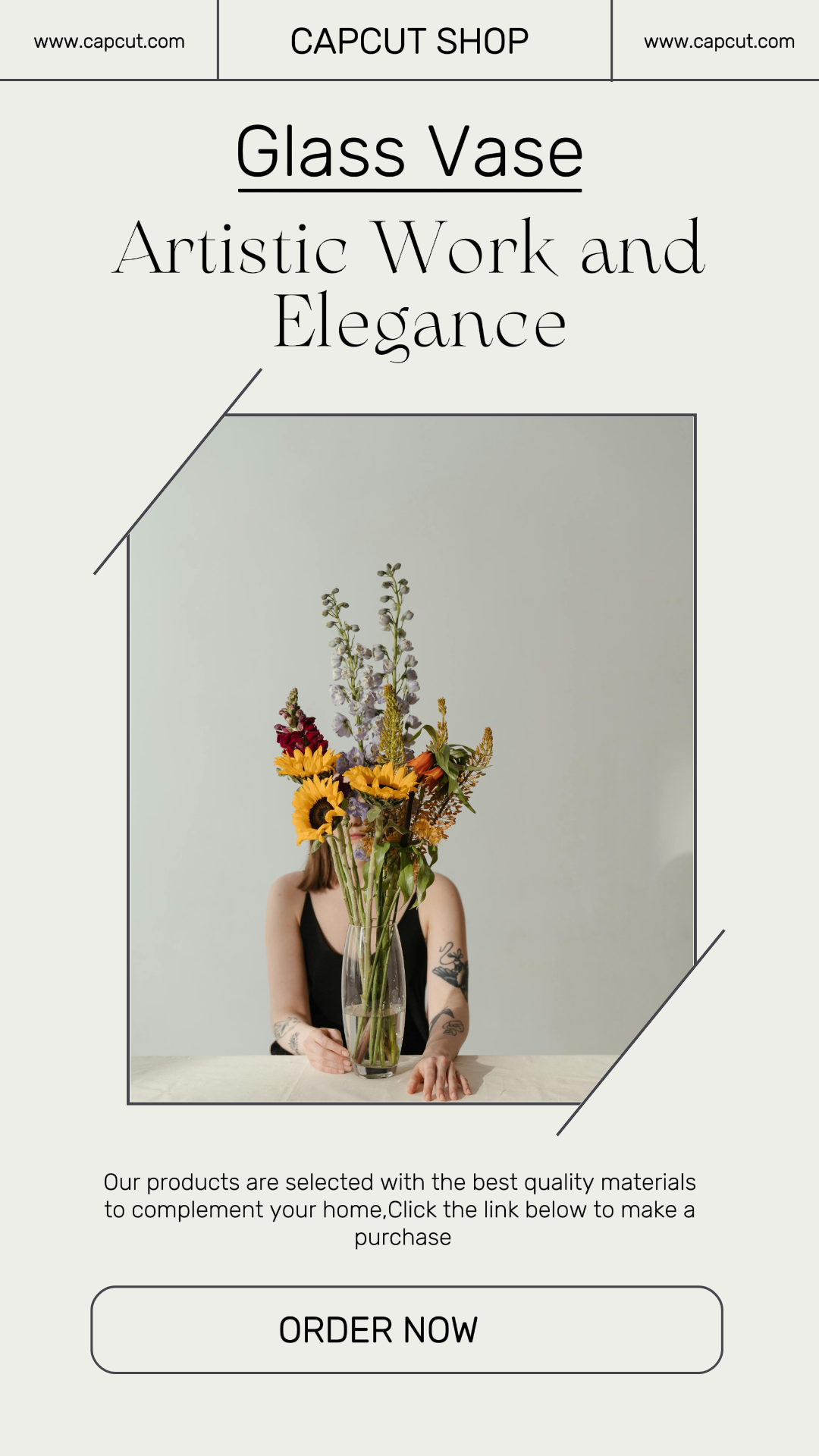 Marketing Haushalt Produkt Display Instagram Story Glasvase Weiß