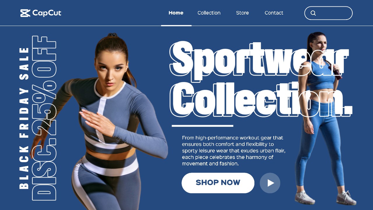 Blue Modern Sportwear Black Friday Promotion Website