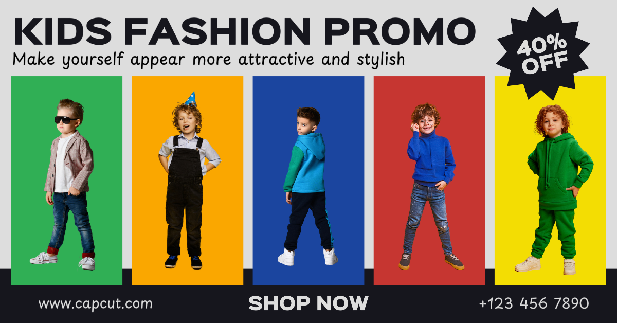 Facebook Ads Marketing Poster Roupas Crianças Promoção Facebook app ad 