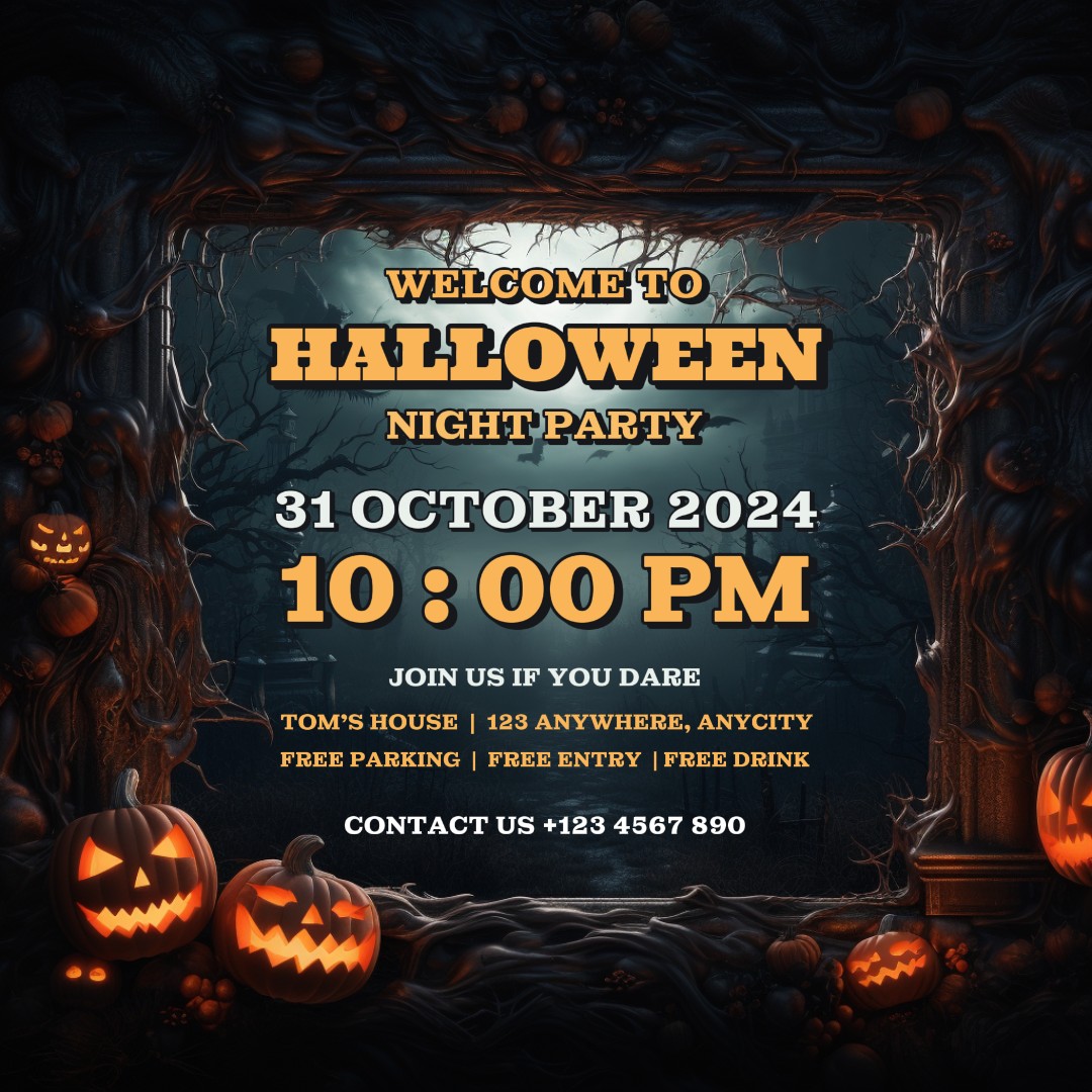 Undangan Acara Pesta Halloween Postingan Media Sosial