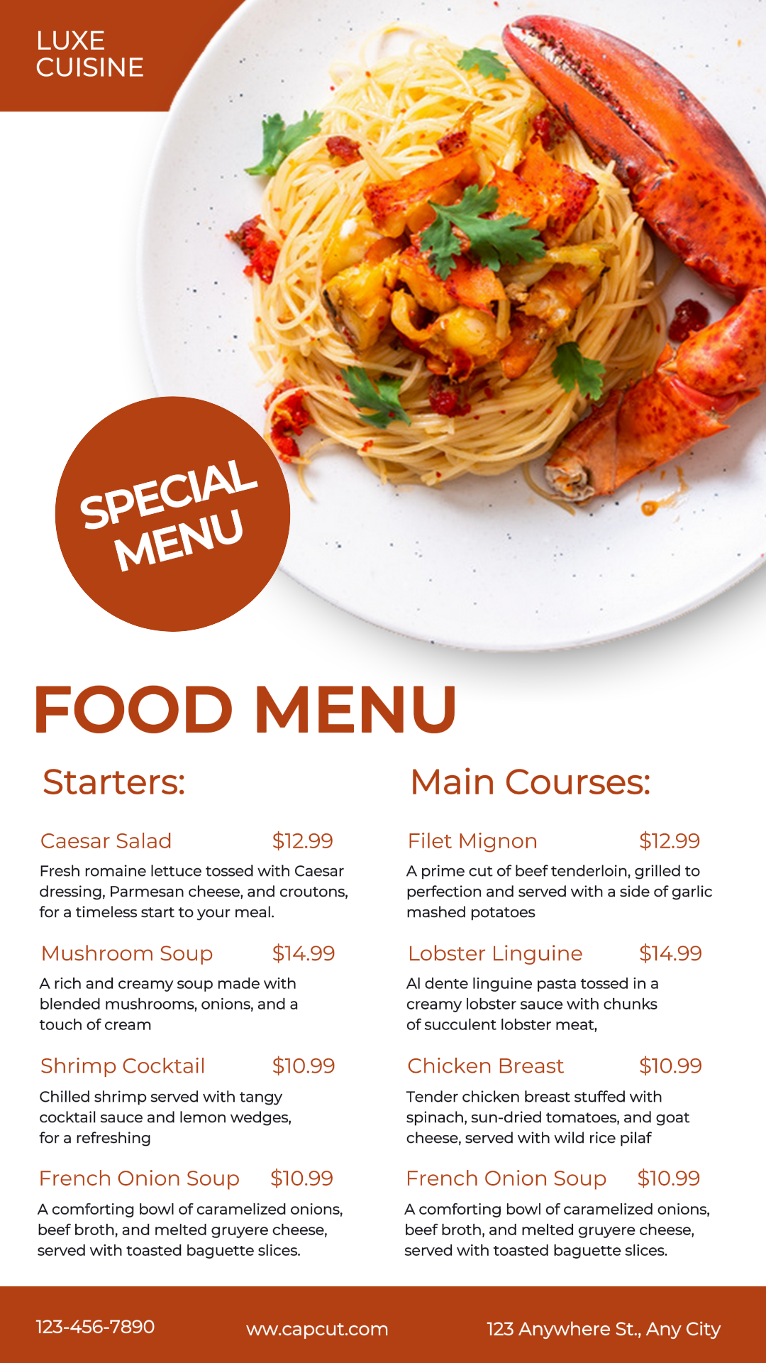 Pôster de marketing de alimentos e bebidas Food Menu Instagram Story