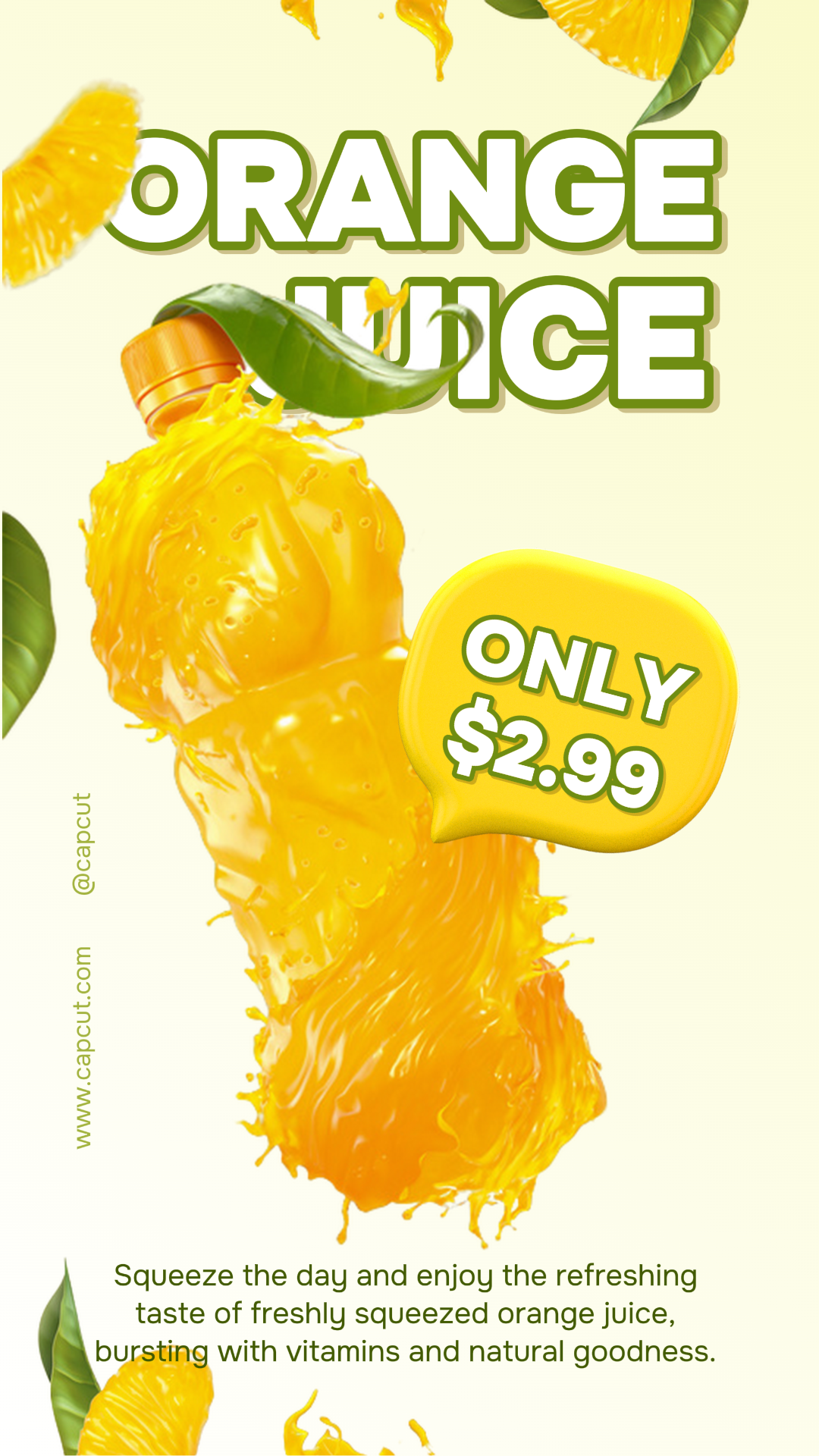 Alimentos e Bebidas Promoção de Verão Suco de Laranja História no Instagram