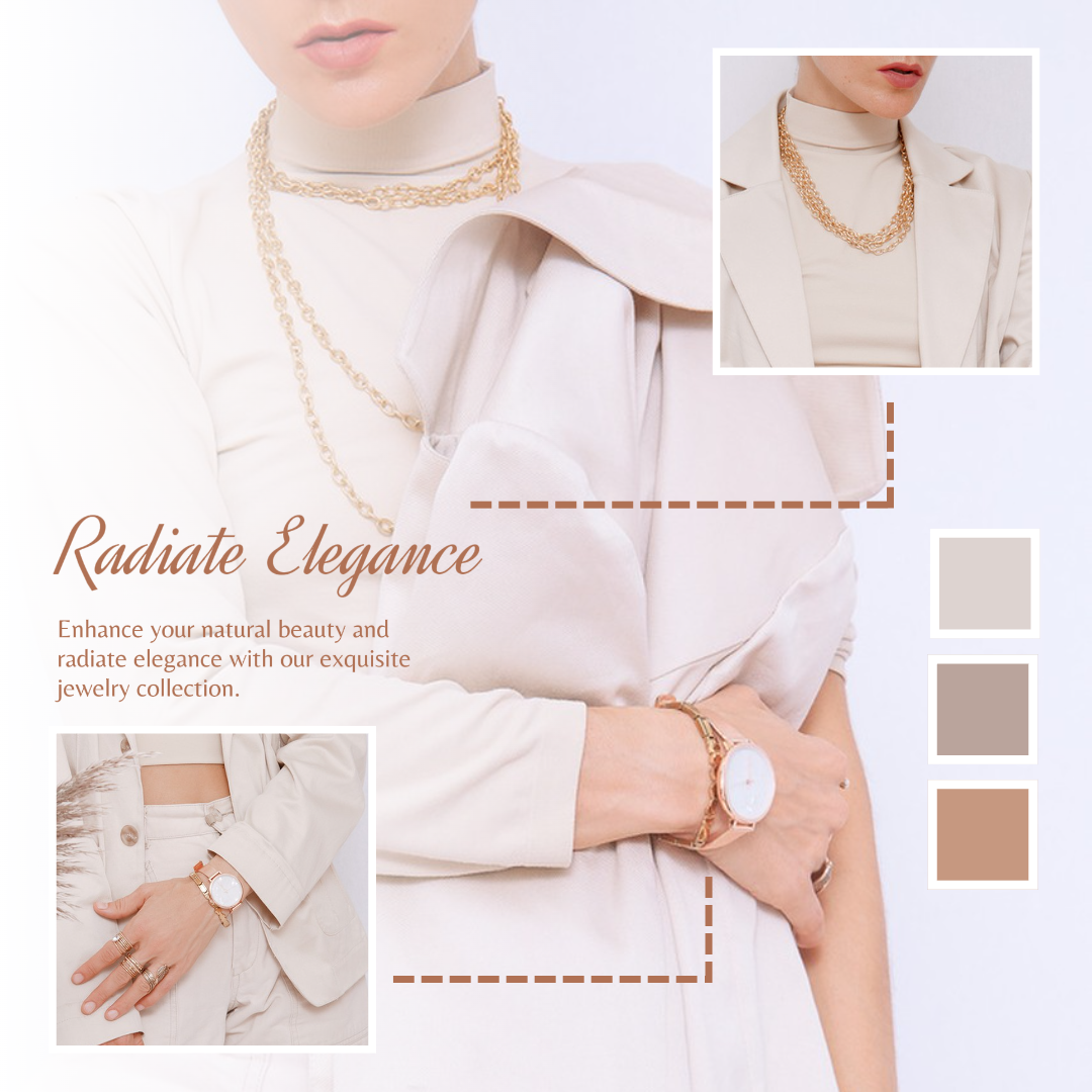 Collage minimalista joyería publicación de instagram beige