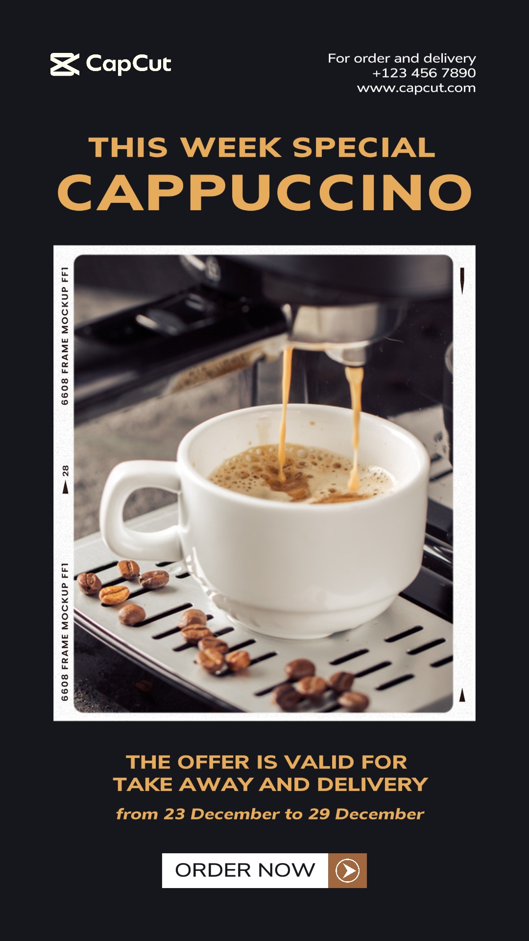 Historia de Instagram de promoción de capuchino