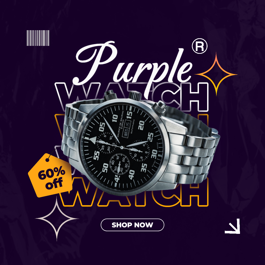 E-commerce Reloj Electrónico Héroe Imagen Púrpura