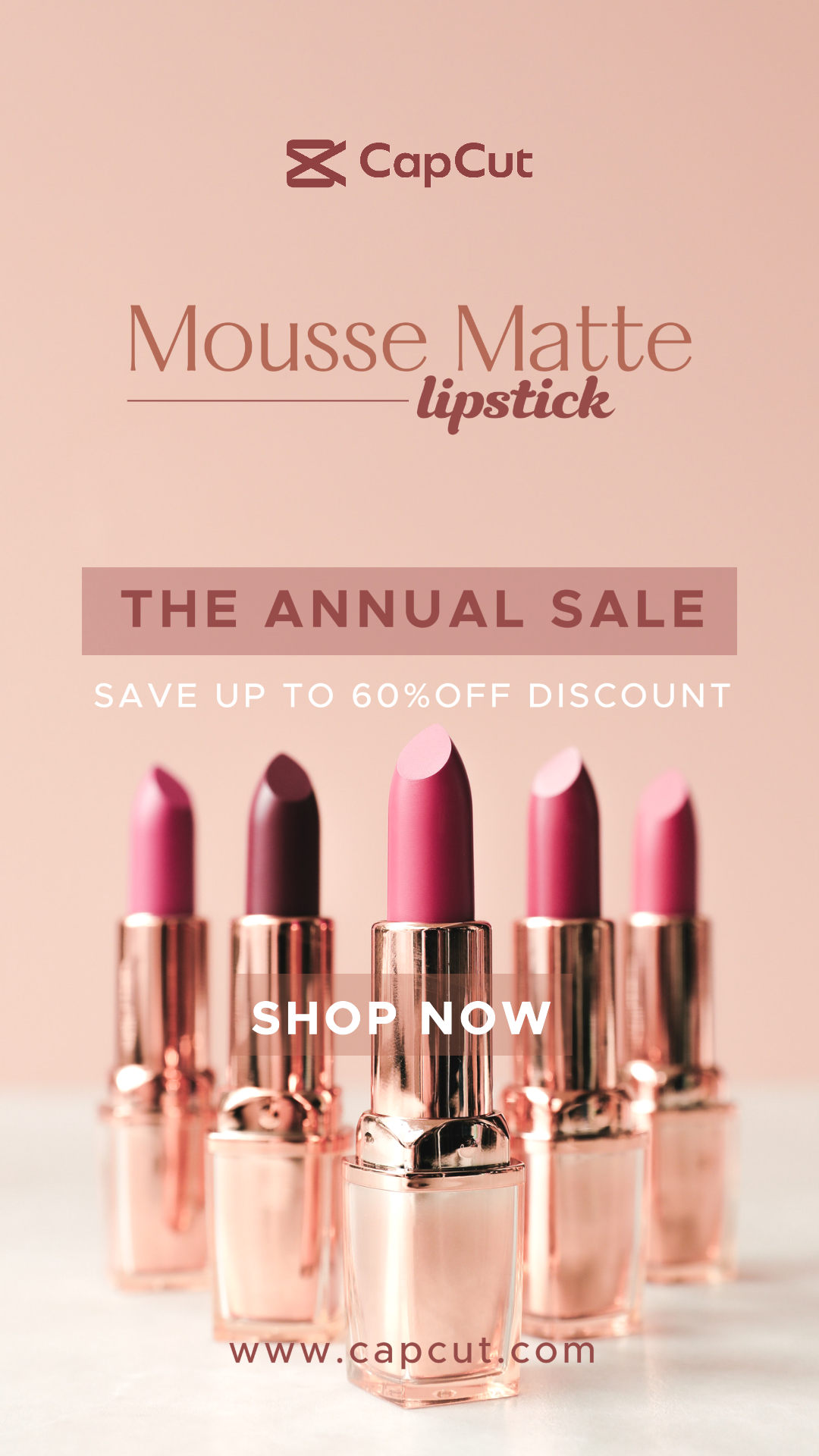 Pôster de marketing de cuidados de beleza Instagram Post Promoção / desconto Maquiagem Cosméticos