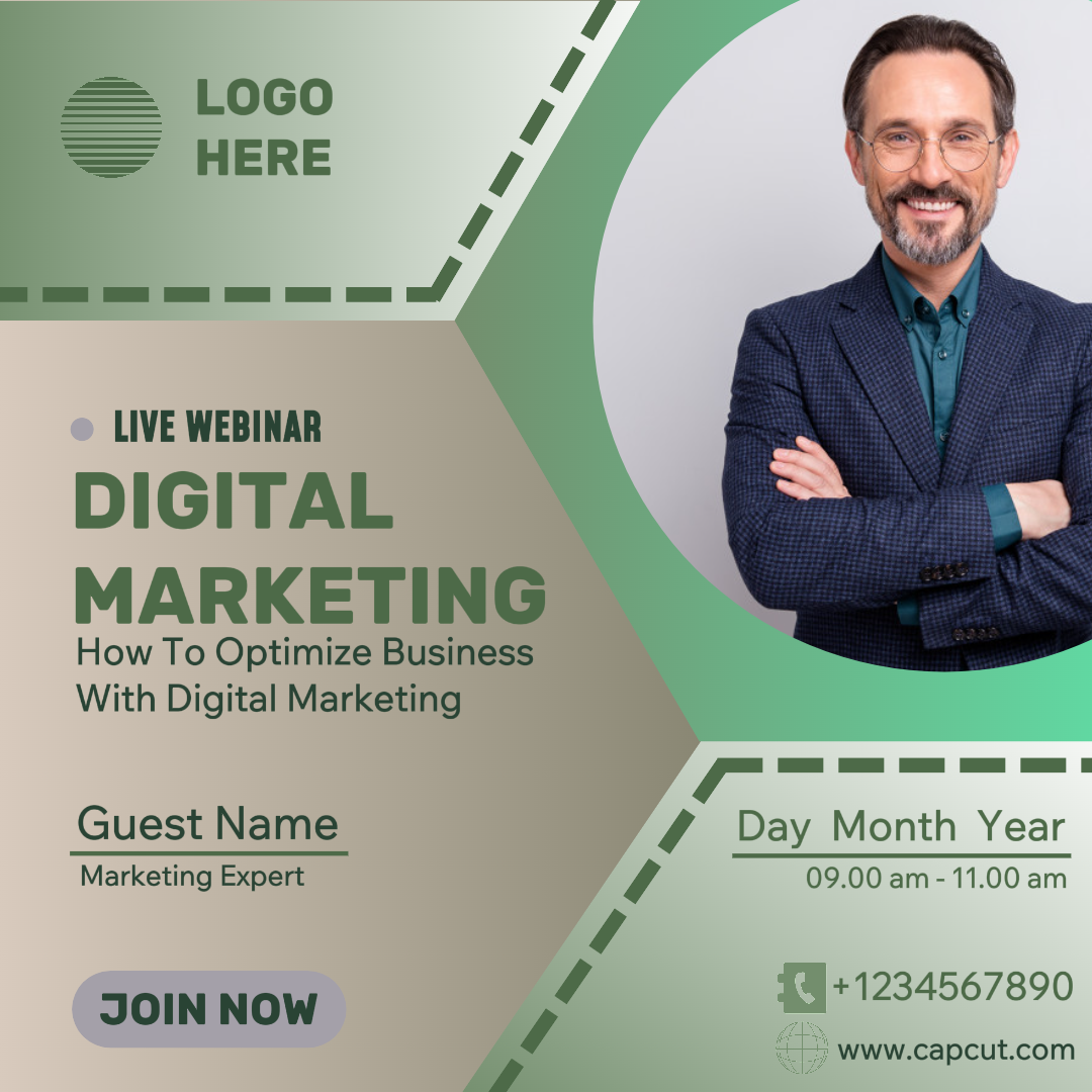 Trabalhos Business Webinar Instagram post green theme: