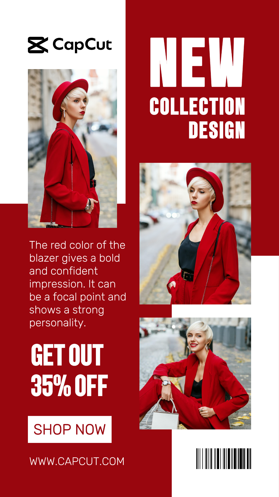 Collage minimaliste - Affiche marketing Vêtements Blazer rouge Instagram Story Élégant Élégant