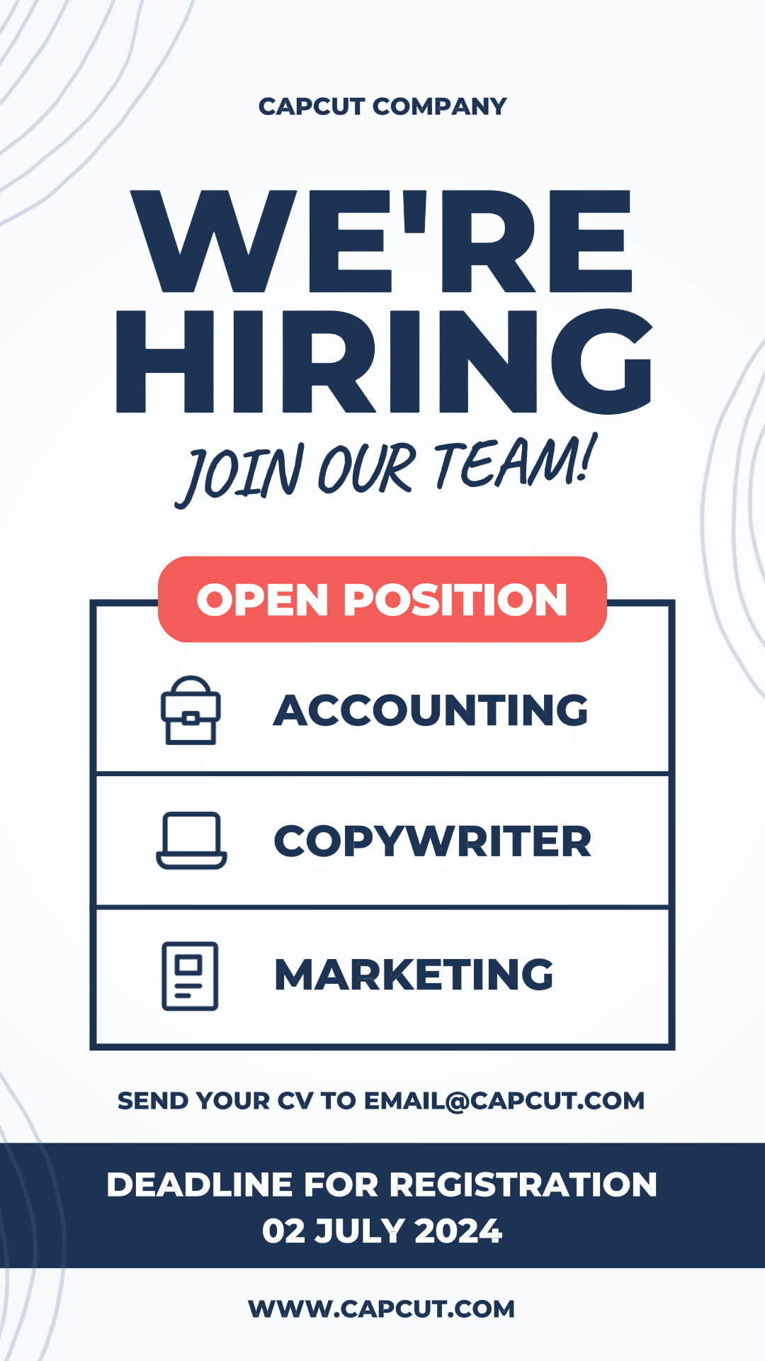 Affiche de recrutement d'emploi en entreprise minimaliste bleu