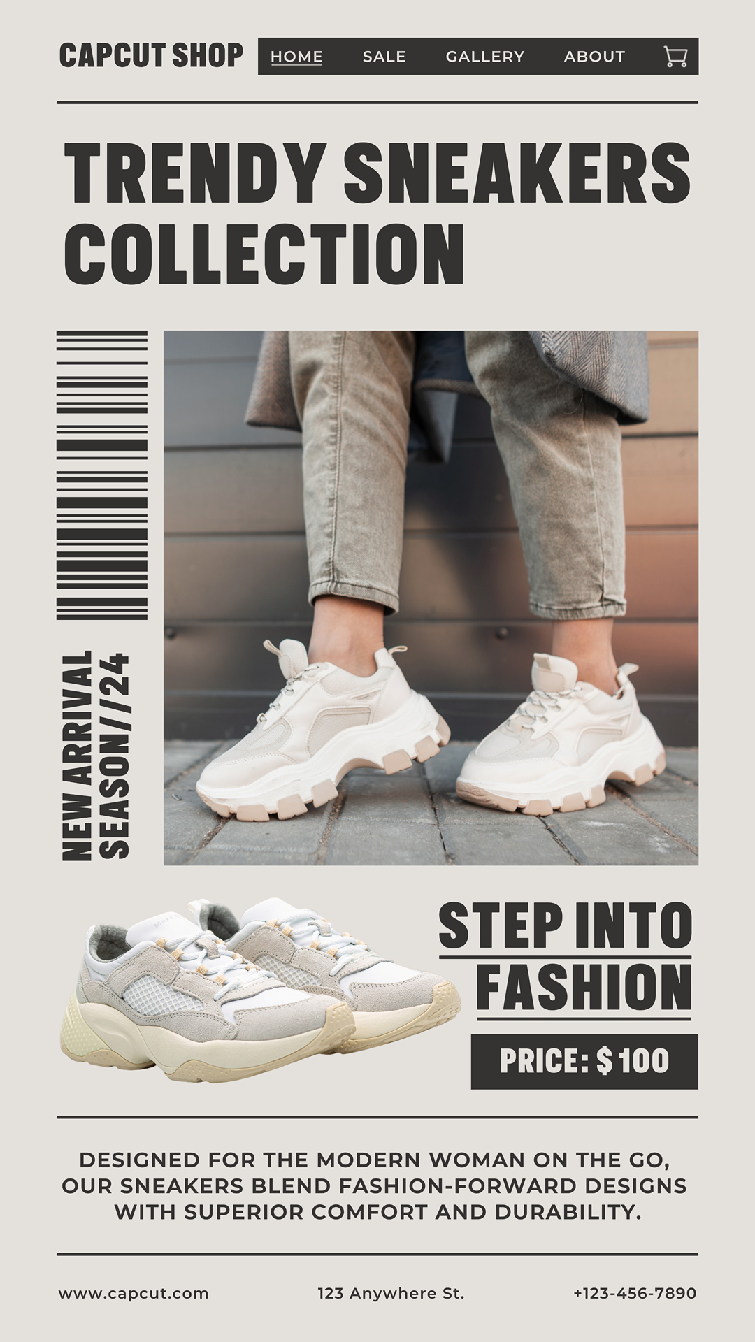 Cartel de marketing de ropa y zapatos Zapatillas de moda Publico en TikTok Estilo delicado