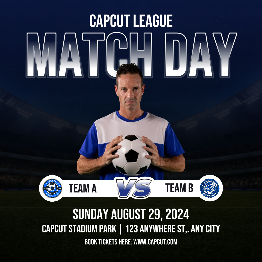 Sports and Match Marketing Poster Instagram Post Match Day Blue