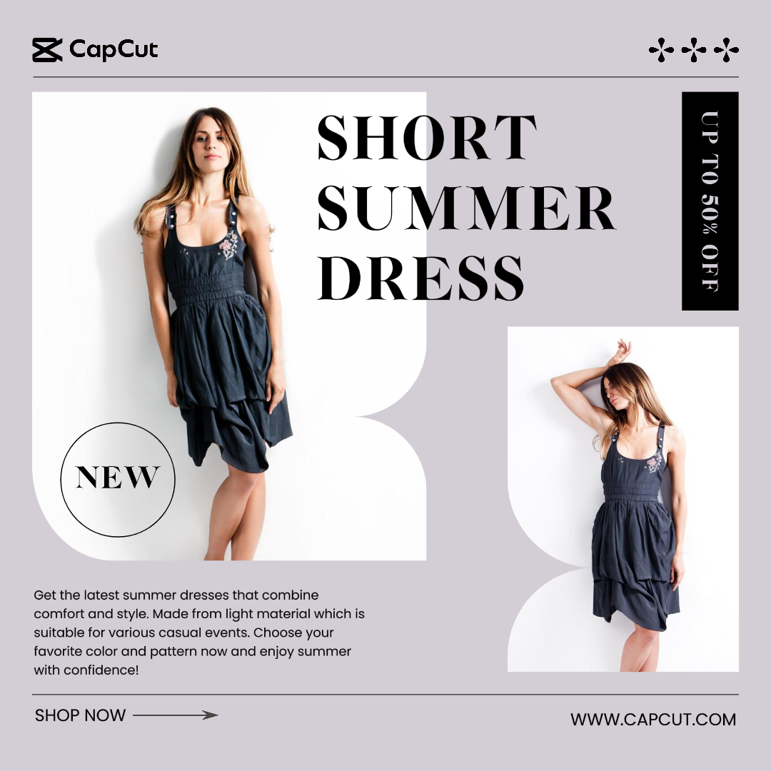 Kleidung und Schuhe - Marketing Poster Kurzes Sommerkleid Produktanzeige Instagram Post