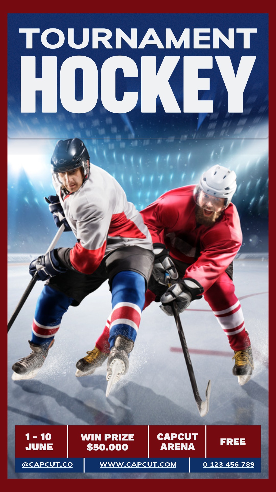 Sportturnier Hockey Instagram Story Rot Blau Modern